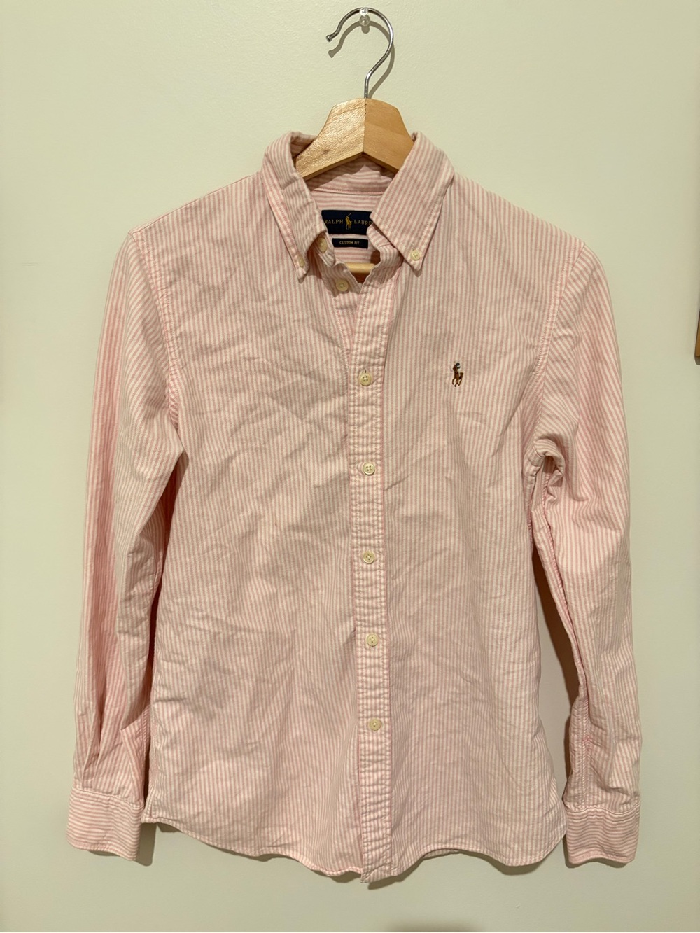 Ralph Lauren Pinstripe Oxford Shirt Pink Size Small Button Up Preppy 100% Cotton - Picture 3 of 13